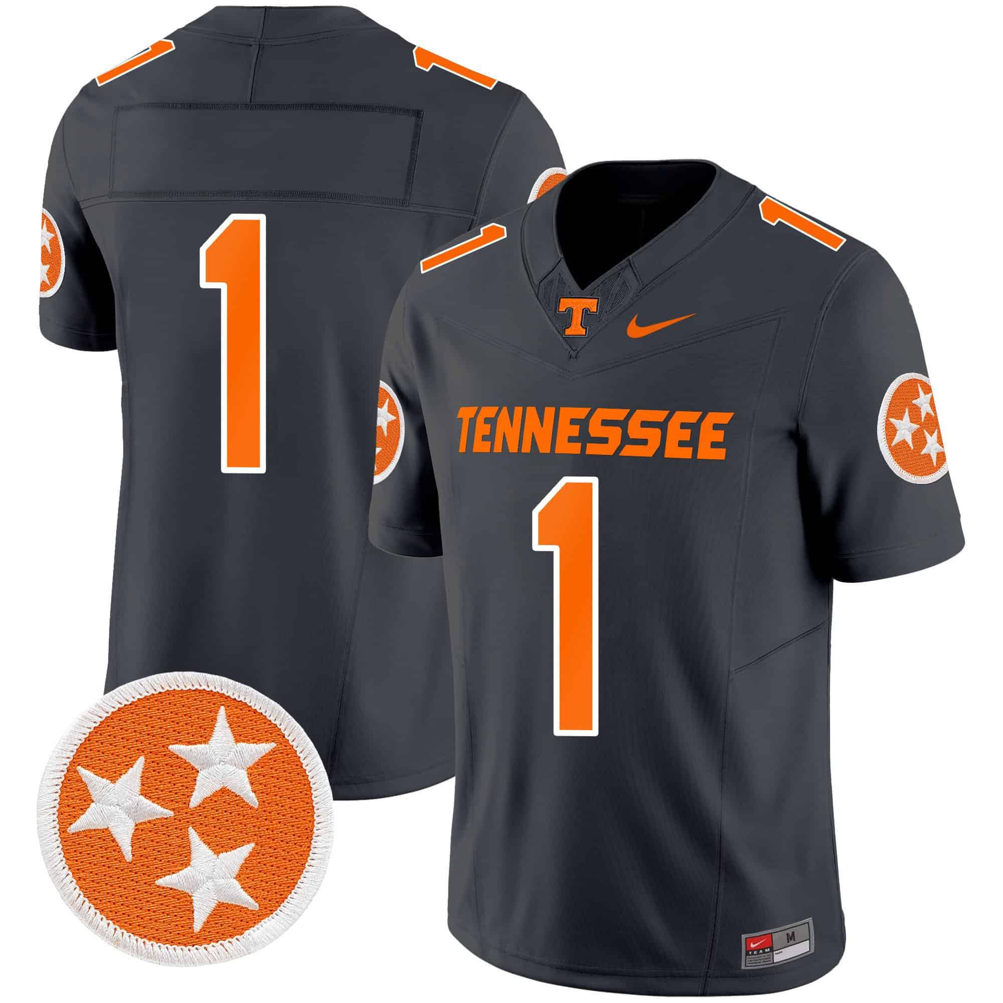 Men Tennessee Volunteers #1 No Name Black 2024 Nike Vapor Limited NCAA Jersey style 1